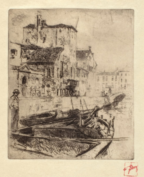 Barge on Venetian Canal, 1880-1886. Creator: Robert Frederick Blum.