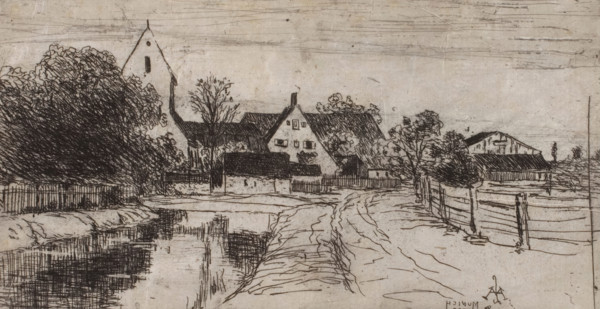 Canal, Munich, 1883. Creator: Lewis Henry Meakin.