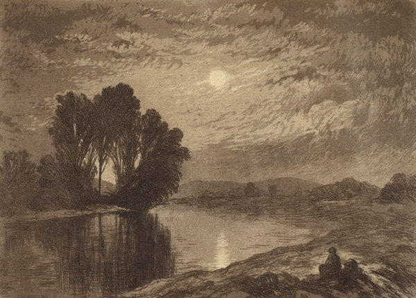Moonlight on the Androscoggin, c1860-1920. Creator: John Henry Hill.