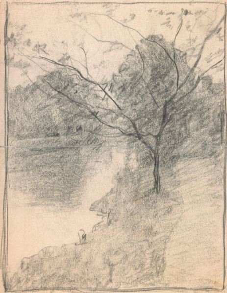 Tree Beside a Stream, c1871-1927. Creator: John Ottis Adams.