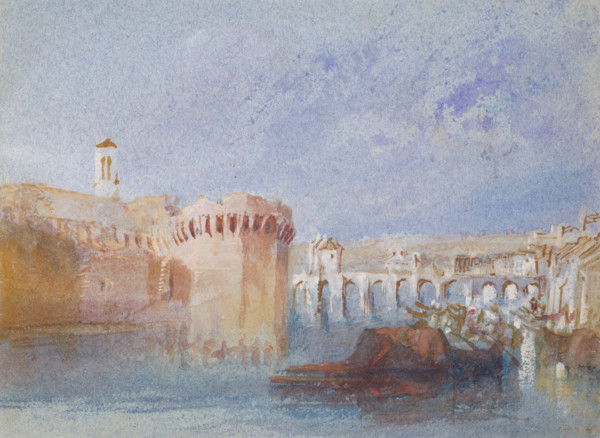 Angers: The Walls of the Doutre with the Tower of the Church of La Trinité, about 1826. Creator: JMW Turner.