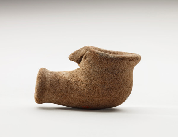 Effigy pipe bowl in the shape of a bird's head, 500-1500. Creator: Unknown.