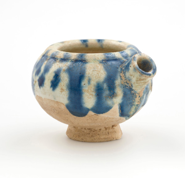 Small ewer with blue streaks, date unknown. Creator: Unknown.