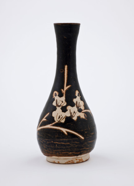 Bottle with reserve plum design, 1200s. Creator: Unknown.