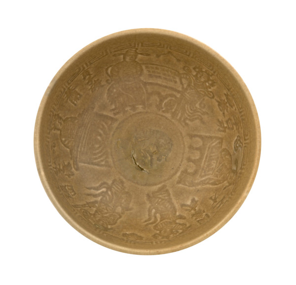 Bowl with figures and inscriptions, about 1300. Creator: Unknown.