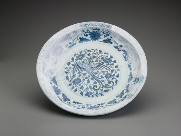 Platter fragment with phoenix design, 1350-1368. Creator: Unknown.