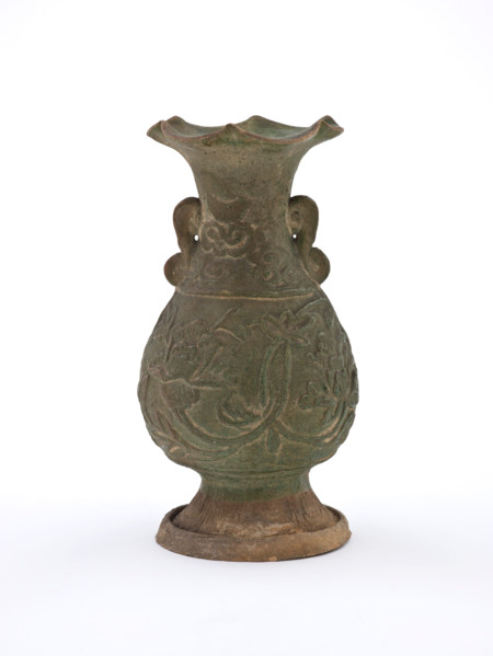 Vase with fluted mouth and molded floral design, early 1200s. Creator: Unknown.