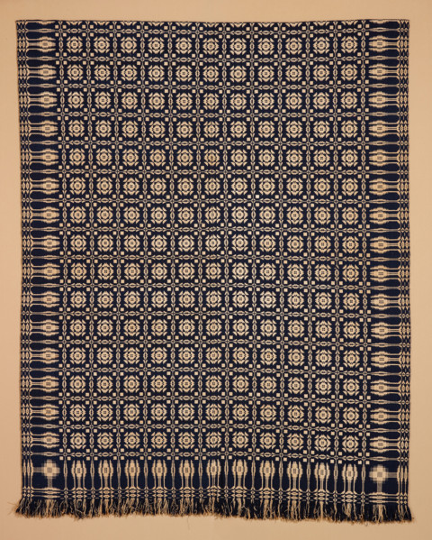 Bed Cover (Overshot Coverlet), about 1800-1850. Creator: Unknown.