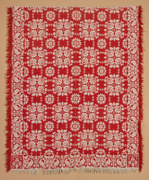 Bed Cover (Jacquard Coverlet), 1842. Creator: Unknown.