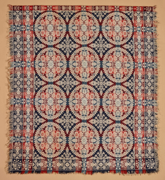 Bed Cover (Jacquard Coverlet), about 1850. Creator: Unknown.