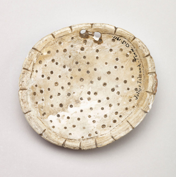Circular shell gorget with scalloped edges, 1200-1500. Creator: Unknown.