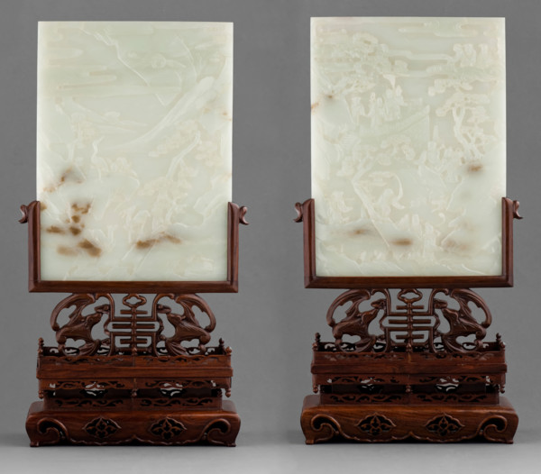 Pair of table screens, 19th century. Creator: Unknown.