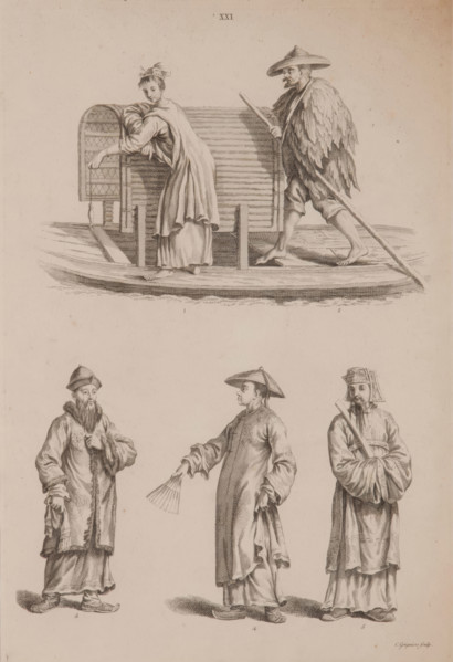 Plate XXI, Designs of Buildings, Furniture, Clothes, Machinery, and Implements of the Chinese, 1757. Creator: William Chambers.