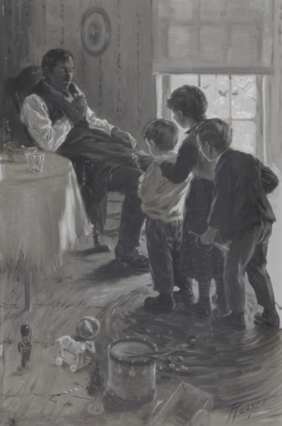 Frontispiece for James Whitcomb Riley's 'A Defective Santa Clause', 1904. Creator: Charles Mark Relyea.