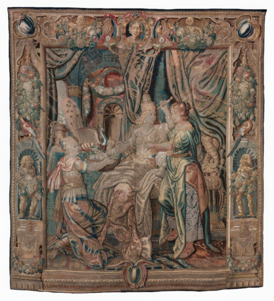 Tapestry (Cleopatra Dies At The Tomb of Antony), c1600-1640. Creator: Karel van Mander.