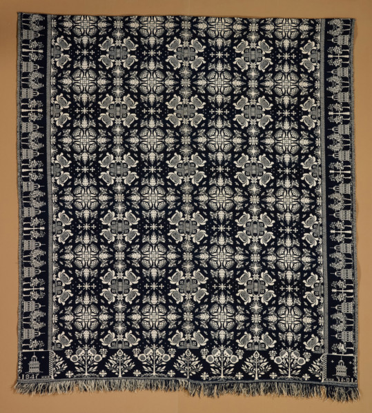 Bed Cover (Jacquard Coverlet), 1847. Creator: Charles Adolph.