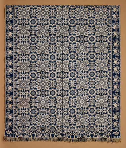Bed Cover (Jacquard Coverlet), 1848. Creator: Matthew Rattray.