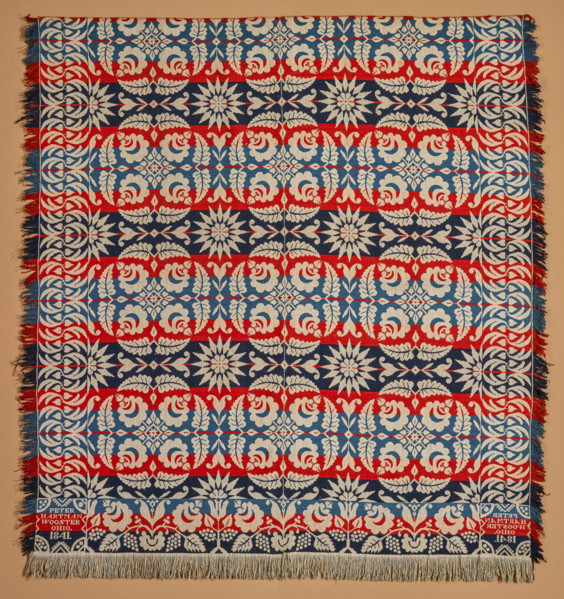 Bed Cover (Jacquard Coverlet), 1841. Creator: Peter Hartman.