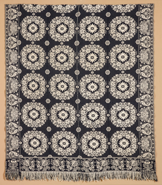 Bed Cover (Jacquard Coverlet), 1850. Creator: Samuel Graham.