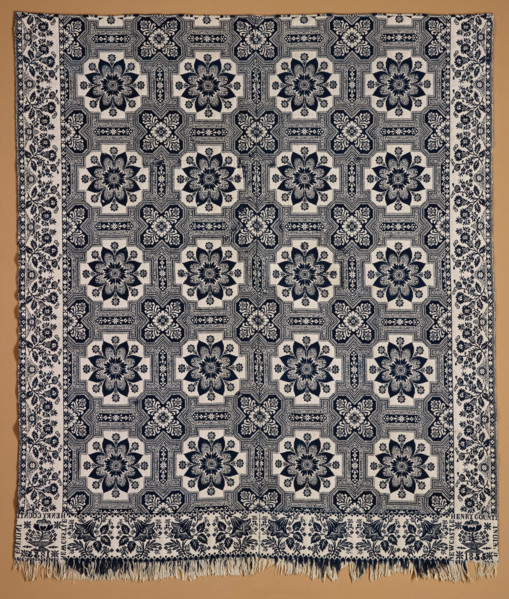 Bed Cover (Jacquard Coverlet), 1855. Creator: Samuel Graham.