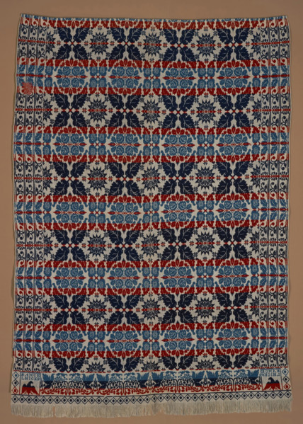 Bed Cover (Jacquard Coverlet), about 1850. Creator: Samuel Hicks.