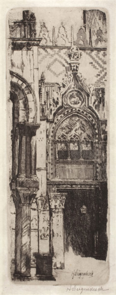 Porta della Carta, Doge's Palace, Venice, 1875-1921. Creator: Herman F Deigendesch.