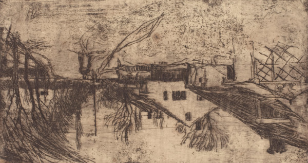 Houses, Trees, Figures, about 1883. Creator: Joseph Frank Currier.