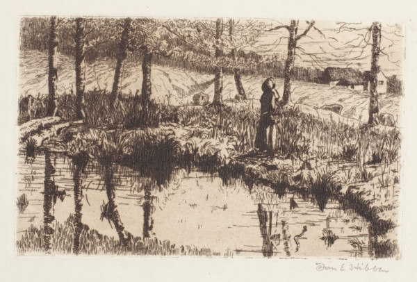 Girl by Pond, about 1883. Creator: Thomas Entriken Hibben.