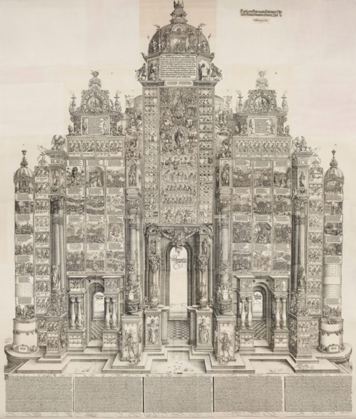 Triumphal Arch of Emperor Maximilian I, 1515-1517, printed 1799. Creators: Albrecht Durer, Albrecht Altdorfer, Hans Springinklee, Wolf Traut.