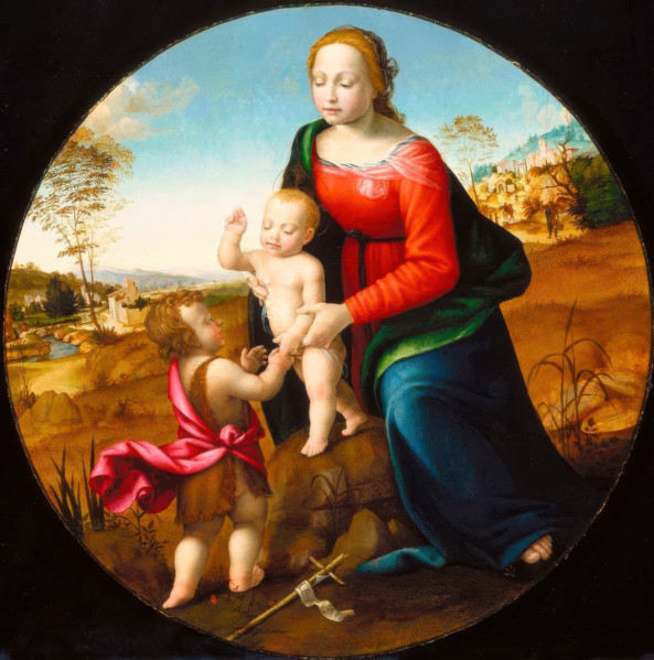 Madonna and Child with the Infant Saint John the Baptist, about 1500. Creators: Giuliano Bugiardini, Franciabigio.