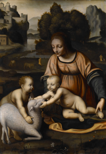 Madonna and Child with St John the Baptist and the Lamb, about 1525 or after. Creator: Bernardino Luini.