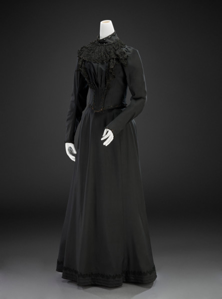 Dress And Cloak (Cloak, Bodice, Skirt; possibly for mourning), early 1880s, cloak; about 1890, dress Creator: The John Shillito Company.
