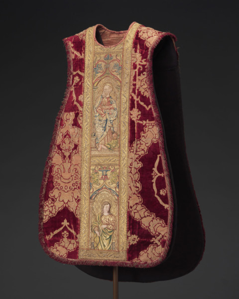 Chasuble, 18th century; (velvet) about 1475; (ophreys) 1500-1550. Creator: Unknown.