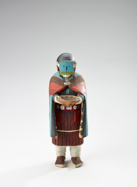 Yeibichai (female patient holding basket and wearing mask), 1934-1946. Creator: Clitso D Dedman.