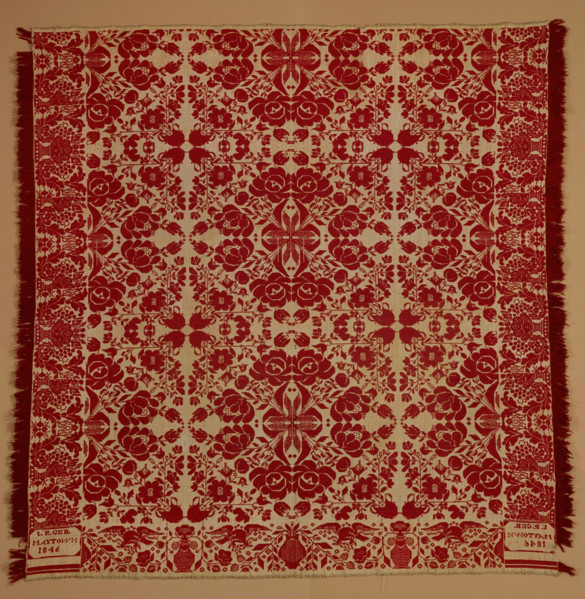 Bed Cover (Jacquard Coverlet), 1846. Creator: John R. Gebhart.