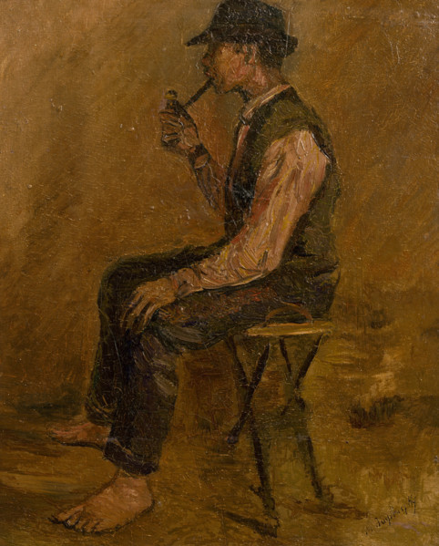 Study of a Seated Man with a Pipe, 1908-1910. Creator: Ladislav Mednyanszky.