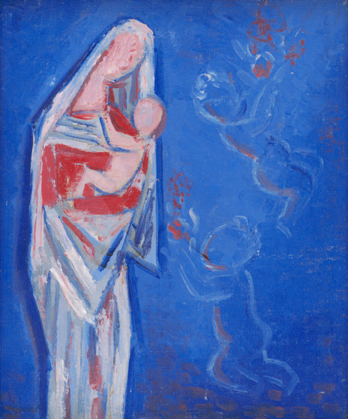 Standing Madonna with an Angel, 1937-1938. Creator: Mikulas Galanda.