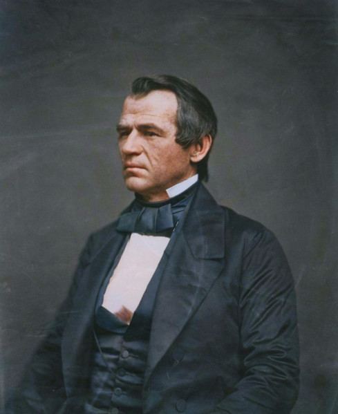 Andrew Johnson, half-length portrait, seated, facing left, 1860. Creator: Jesse Harrison Whitehurst.