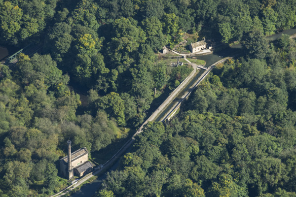 Cromford Canal engine house, aqueduct and canal lengthman's cottage, Derbyshire, 2024. Creator: Robyn Andrews.