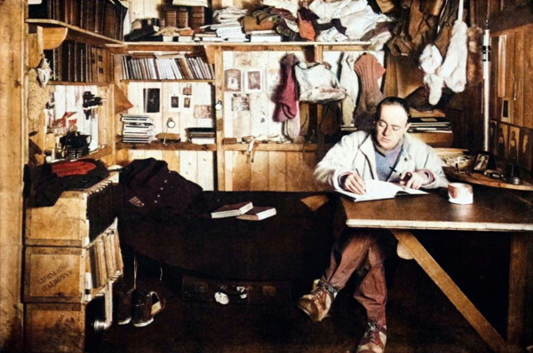 'Captain Scott Writing Up His Journal', c1911, (1928).  Creator: Herbert Ponting.