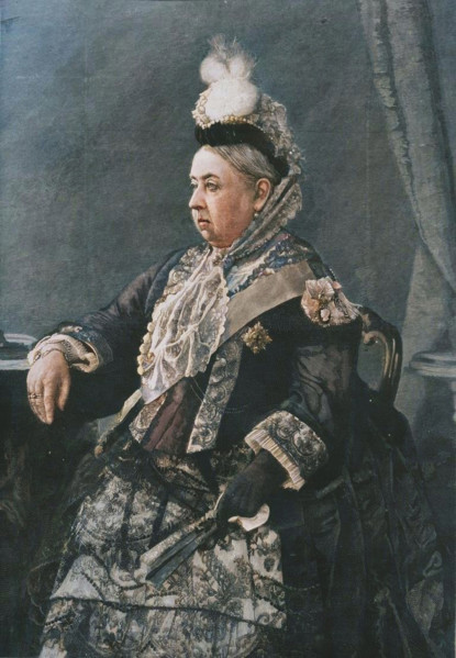 'Her Majesty the Queen in the dress worn at the Jubilee Commemoration in Westminster Abbey, 1887. Creator: Unknown.
