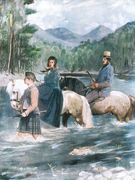 ...'Her Majesty and the Prince Consort fording the Garry, September 25, 1844', (1901).  Creator: Allan Stewart.