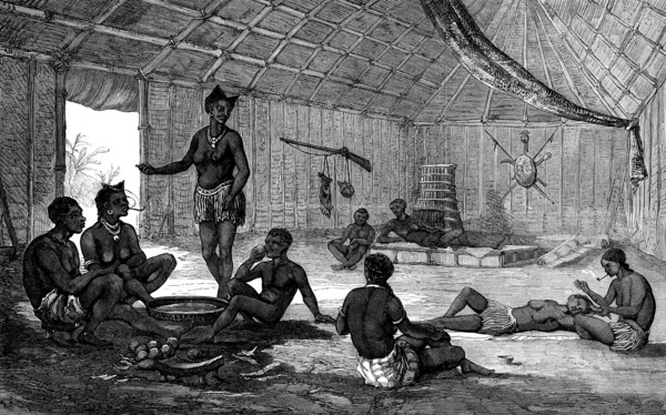 Interior of an Ashantee hut, 1873. Creator: Unknown.