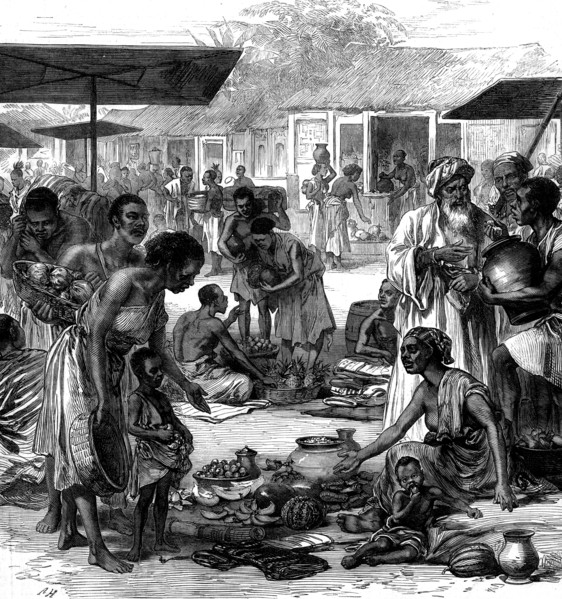 The Ashantee War: the market-place at Coomassie, 1873. Creator: Unknown.