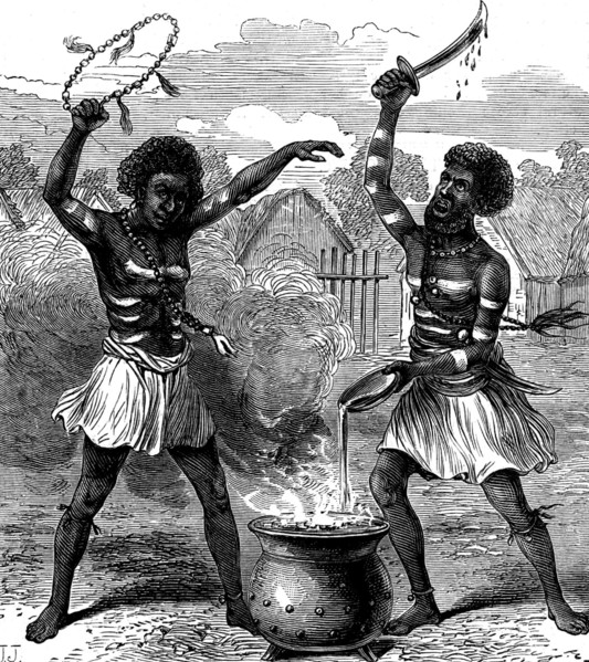 Ashantee Sketches: priests or magicians invoking the national deities, 1873. Creator: Unknown.