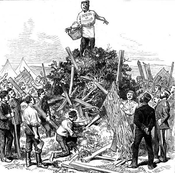 Breaking up or the Royal Engineers' Camp on Darmoor, 1873.  Creator: Unknown.