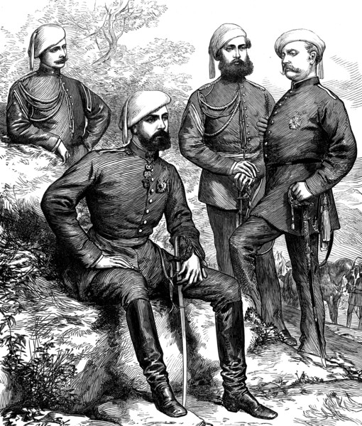 The Civil War in Spain: Don Carlos and his staff, 1873. Creator: Unknown.