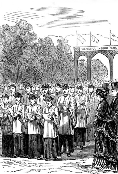 Laying the foundation-stone of St. Paul's College, Knutsford - procession of choristers, 1873. Creator: Unknown.