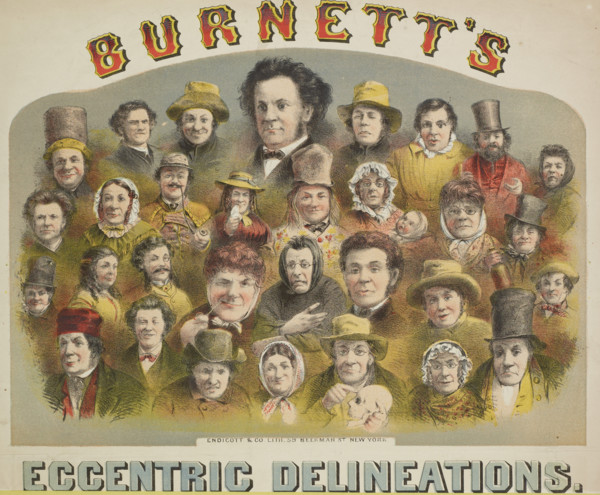 Burnett's Eccentric Delineations, 1874. 'Mr. Alfred Burnett, America's Favourite Humourist,
