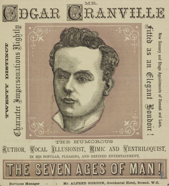 Mr. Edgar Granville, the Humorous Author, Vocal Illusionist, Mimic and Ventriloquist, 1879. 'Twenty
